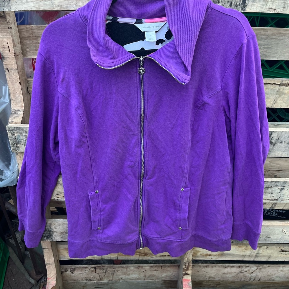 Christopher & Banks Vibrant Purple Bomber Jacket